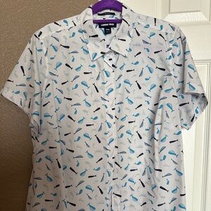 Lands' End 18W No Iron 100% Supima Cotton Short Sleeve Button Down Shirt